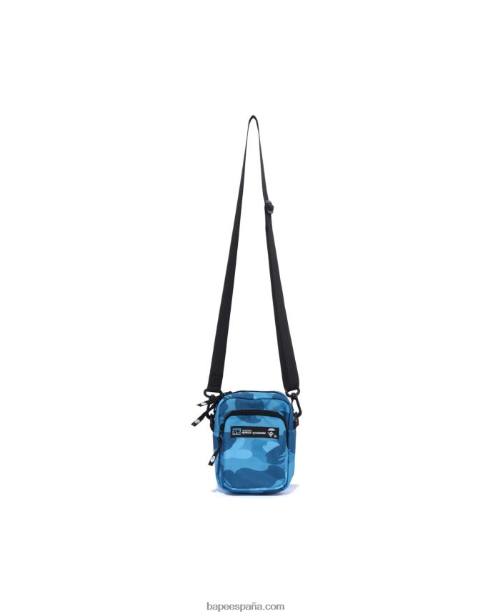 hombres A Bathing Ape bolso de hombro mini con diseño de panal de abeja 288PLL409 azul claro