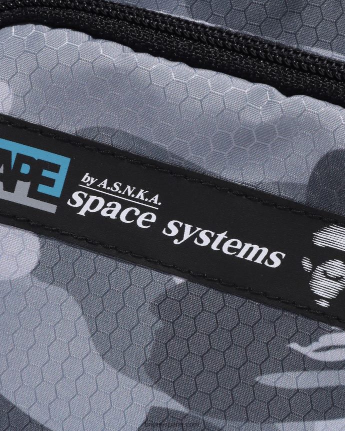 hombres A Bathing Ape bolso de hombro mini con diseño de panal de abeja 288PLL410 gris