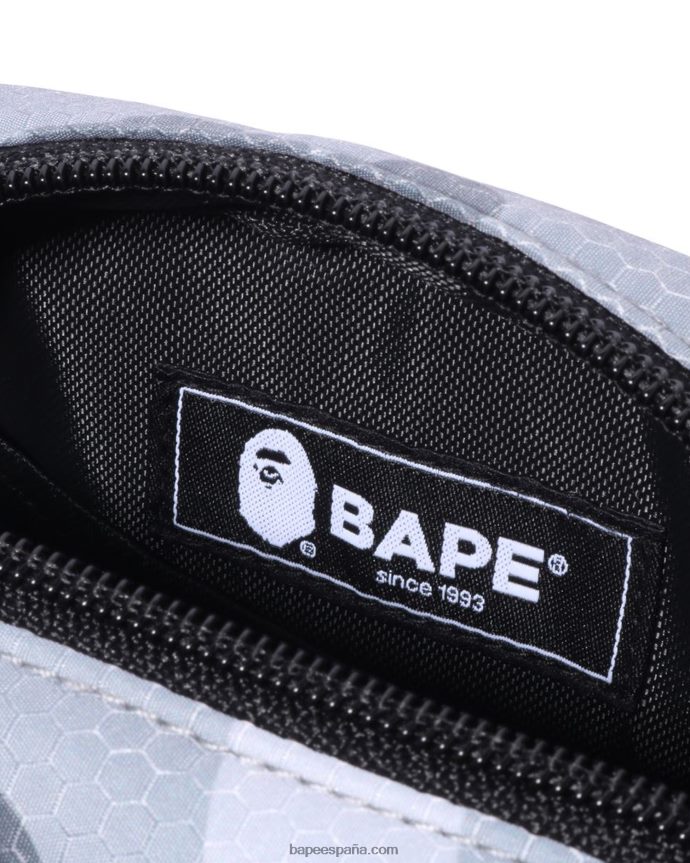 hombres A Bathing Ape bolso de hombro mini con diseño de panal de abeja 288PLL410 gris