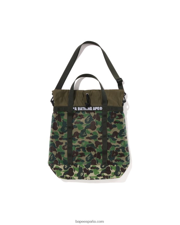 hombres A Bathing Ape tote abc de malla de camuflaje 288PLL396 ejercito verde