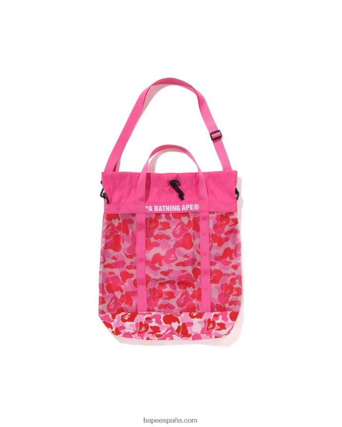 hombres A Bathing Ape tote abc de malla de camuflaje 288PLL397 rosa