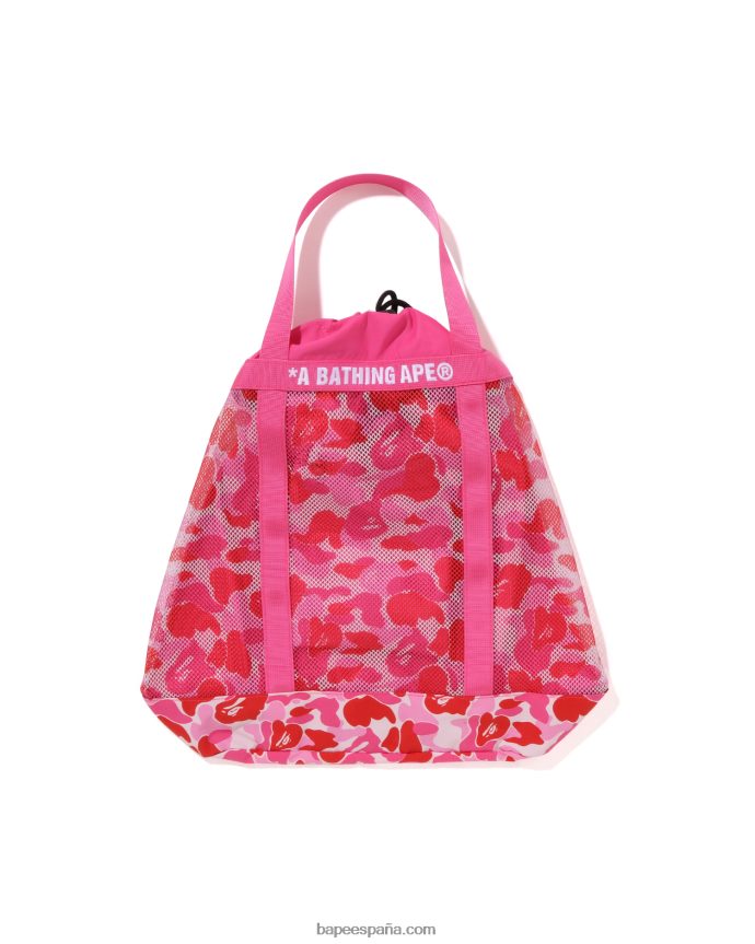 hombres A Bathing Ape tote abc de malla de camuflaje 288PLL397 rosa