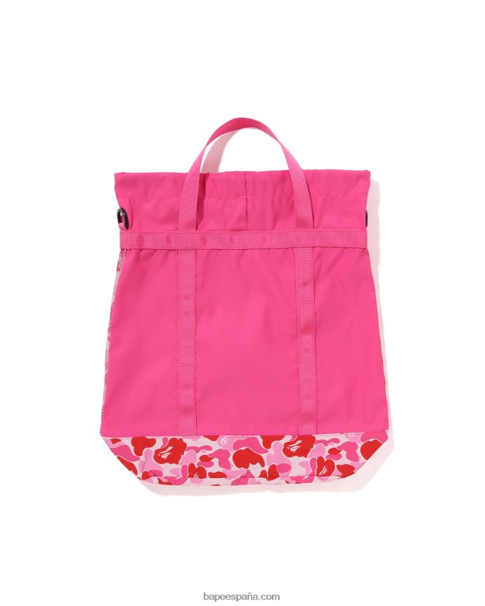 hombres A Bathing Ape tote abc de malla de camuflaje 288PLL397 rosa