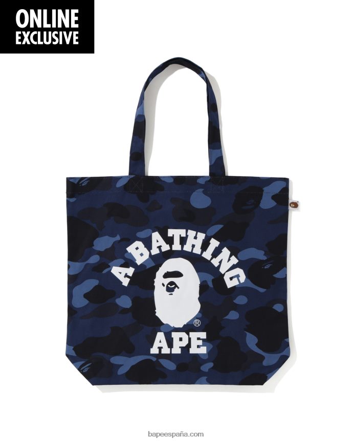 hombres A Bathing Ape totebag universitario de camuflaje de color 288PLL765 Azul marino