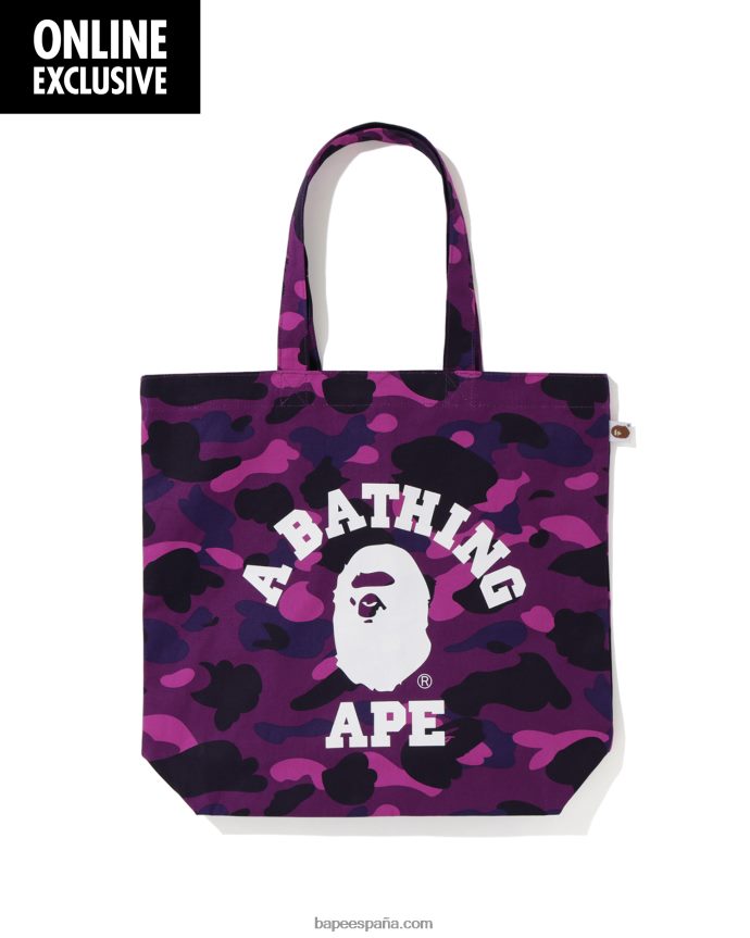 hombres A Bathing Ape totebag universitario de camuflaje de color 288PLL766 púrpura