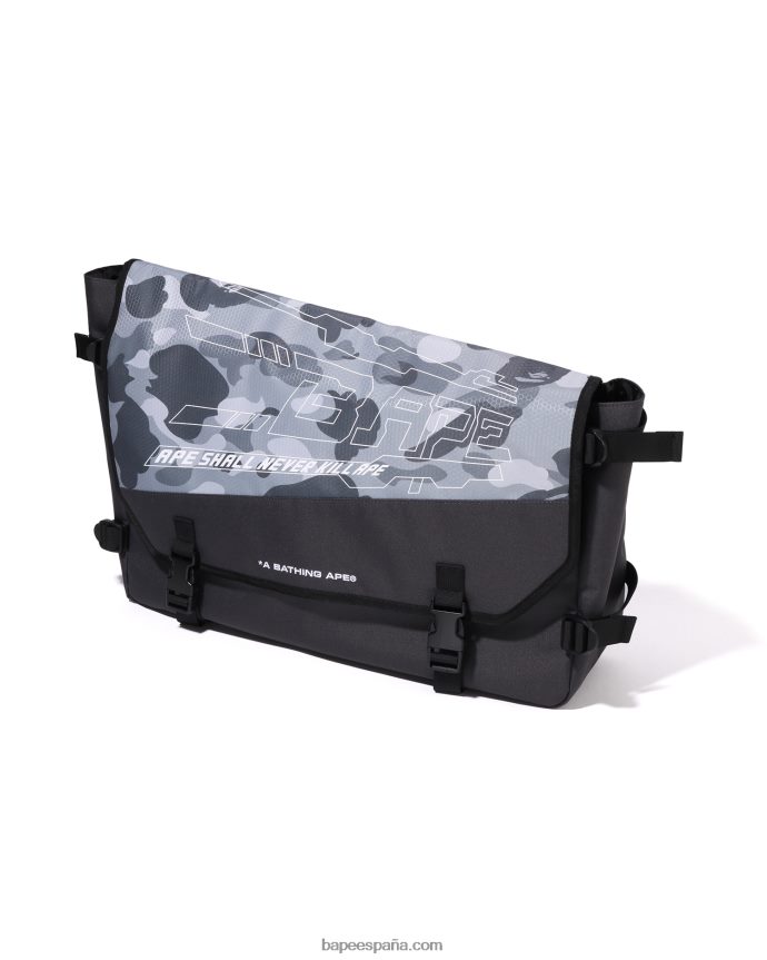 hombres A Bathing Ape bolso messenger con diseño de panal de abeja 288PLL391 gris
