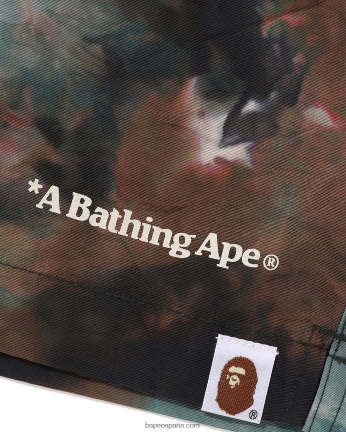 hombres A Bathing Ape pantalones cortos chusen híbrido fácil 288PLL189 marrón