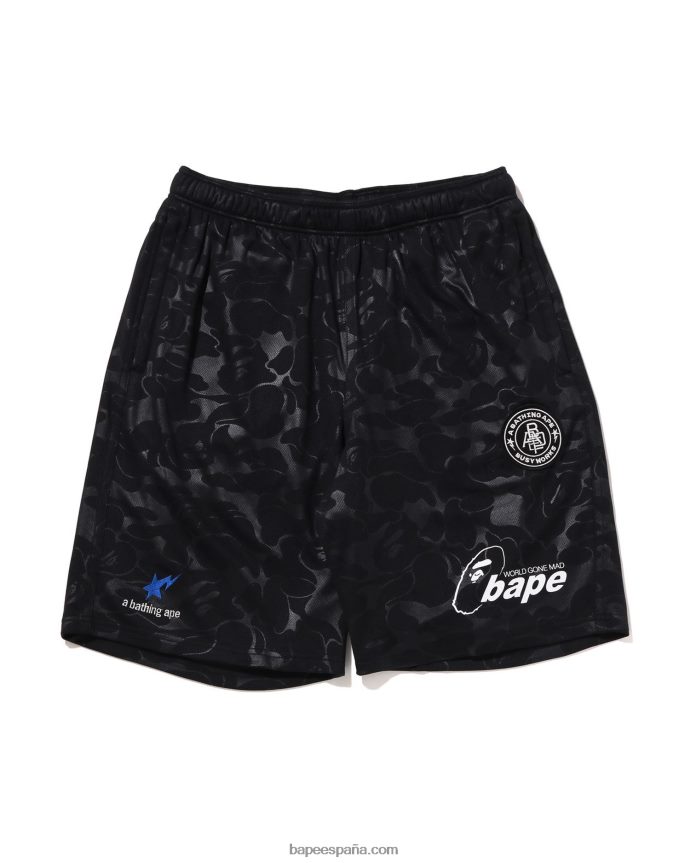 hombres A Bathing Ape pantalones cortos de fútbol 288PLL355 negro