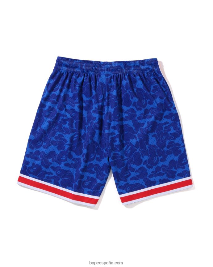 hombres A Bathing Ape pantalones cortos de jersey x m&n brooklyn nets 288PLL373 azul