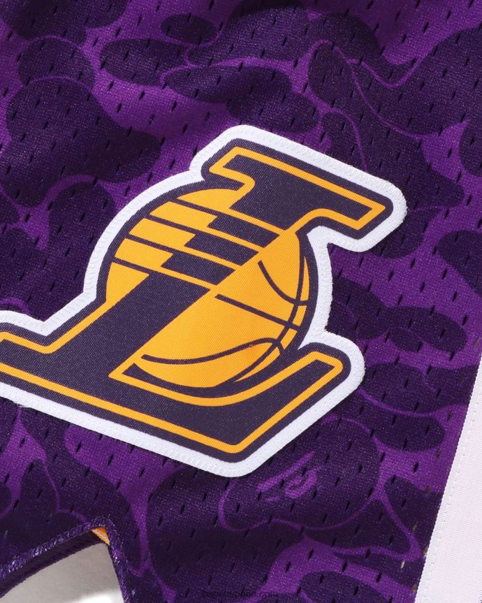 hombres A Bathing Ape pantalones cortos de jersey x m&n los angeles lakers 288PLL362 amarillo