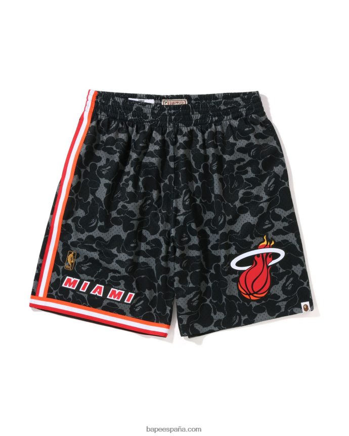 hombres A Bathing Ape pantalones cortos de jersey x m&n miami heat 288PLL371 negro