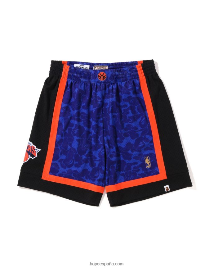 hombres A Bathing Ape pantalones cortos de jersey x m&n new york knicks 288PLL376 azul