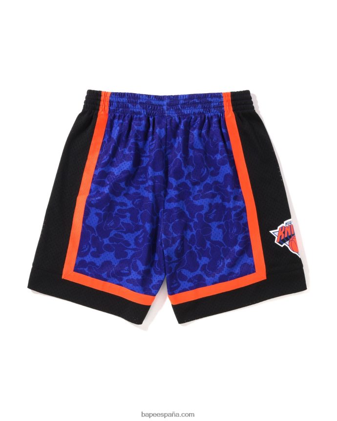 hombres A Bathing Ape pantalones cortos de jersey x m&n new york knicks 288PLL376 azul