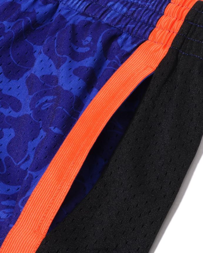 hombres A Bathing Ape pantalones cortos de jersey x m&n new york knicks 288PLL376 azul