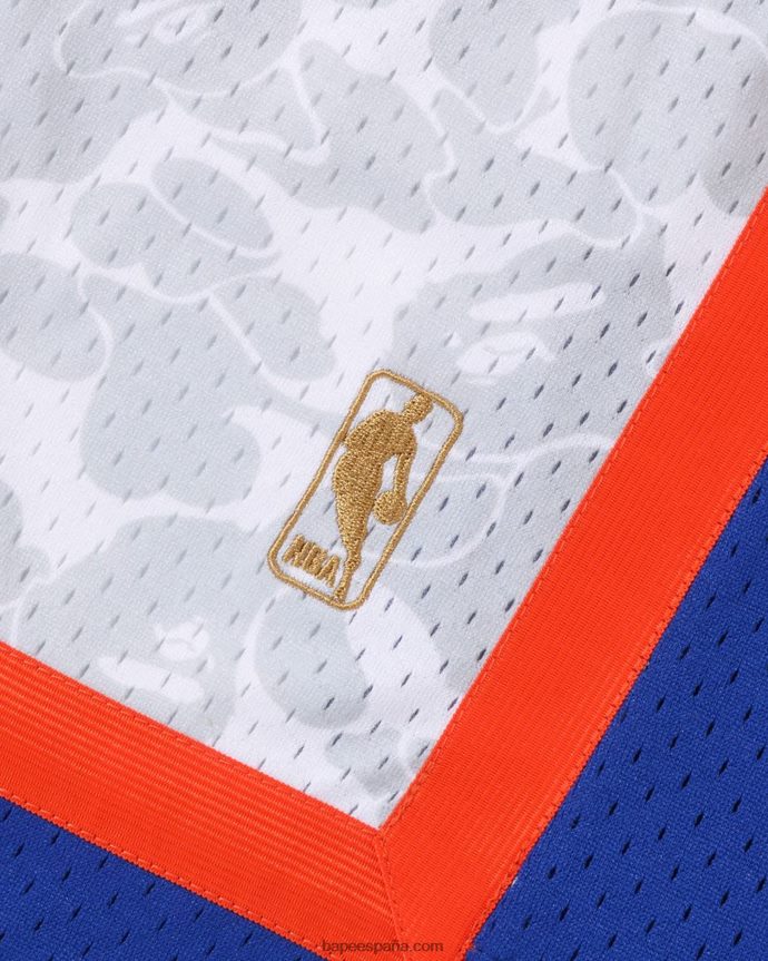 hombres A Bathing Ape pantalones cortos de jersey x m&n new york knicks 288PLL377 blanco
