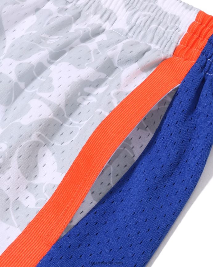 hombres A Bathing Ape pantalones cortos de jersey x m&n new york knicks 288PLL377 blanco