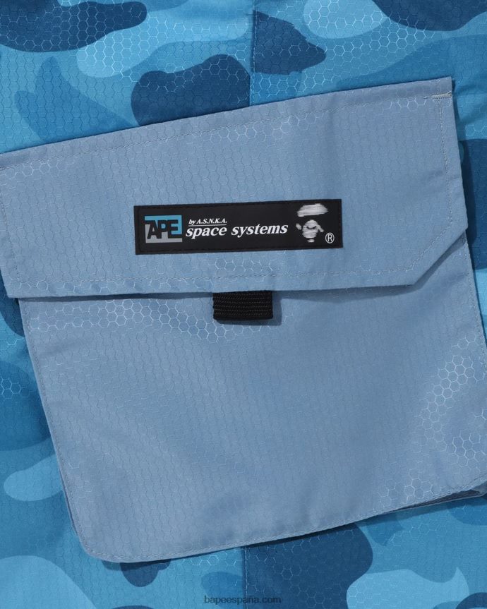 hombres A Bathing Ape shorts cargo camuflados de nido de abeja 288PLL96 azul claro