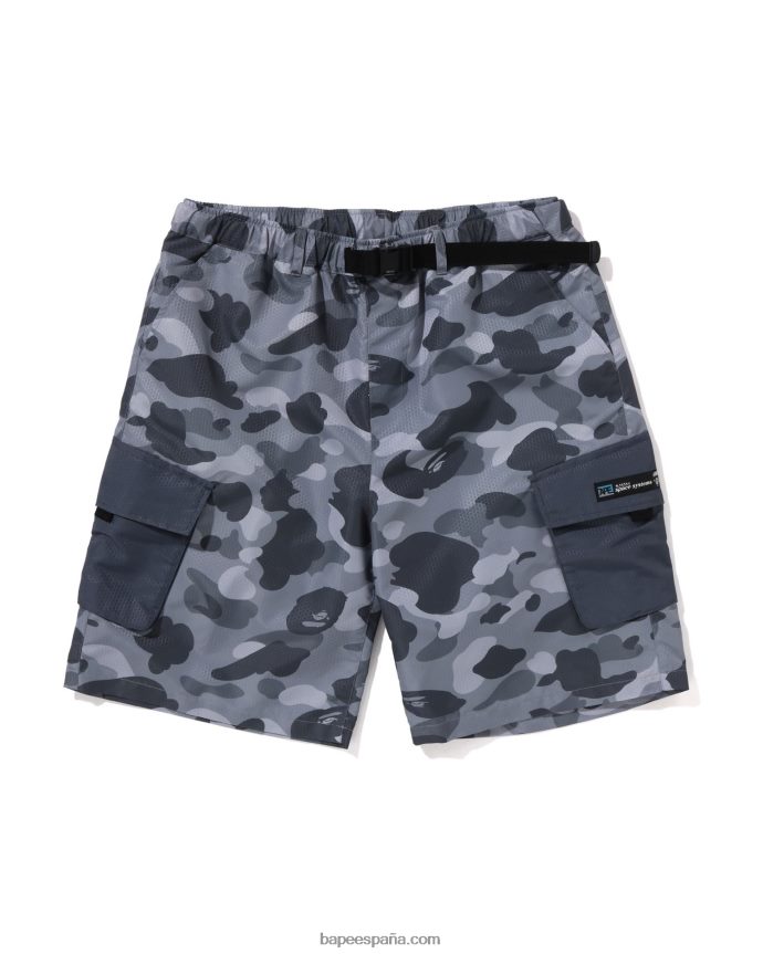 hombres A Bathing Ape shorts cargo camuflados de nido de abeja 288PLL97 gris