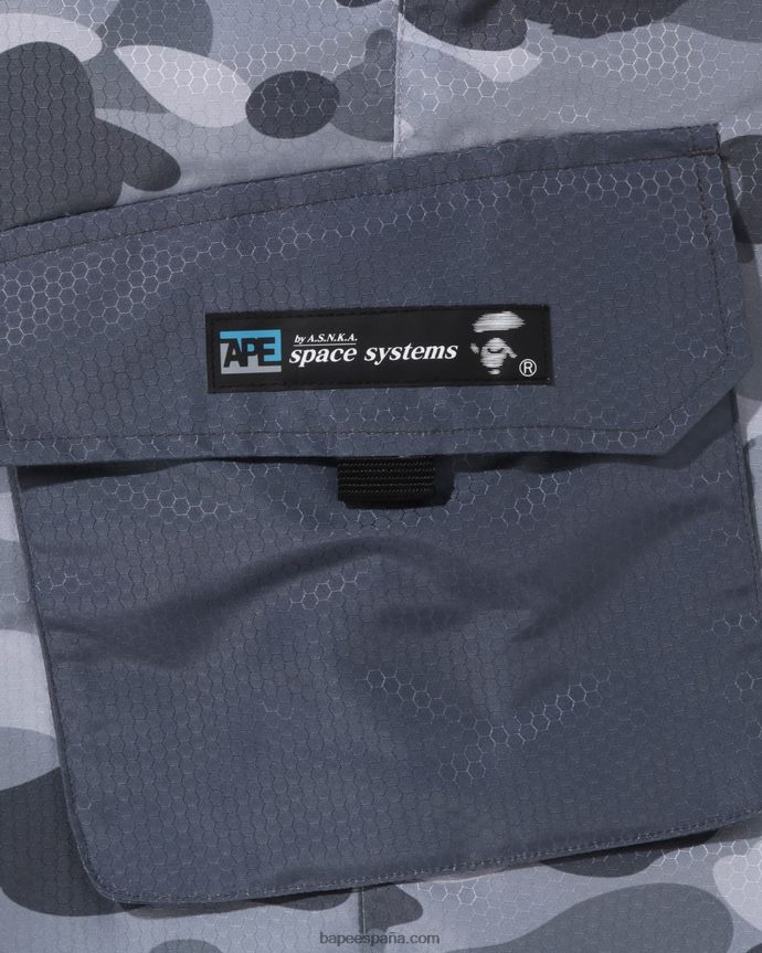 hombres A Bathing Ape shorts cargo camuflados de nido de abeja 288PLL97 gris