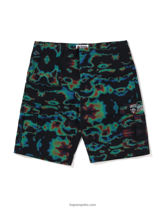 hombres A Bathing Ape shorts cargo con termografía 288PLL25 negro