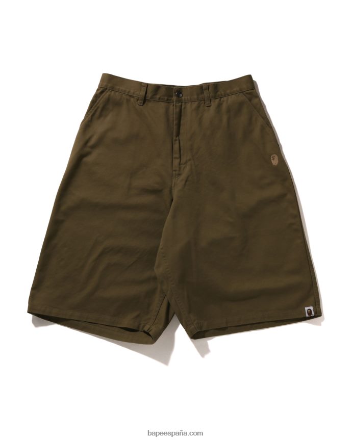 hombres A Bathing Ape shorts chinos de corte holgado de un punto 288PLL98 beige