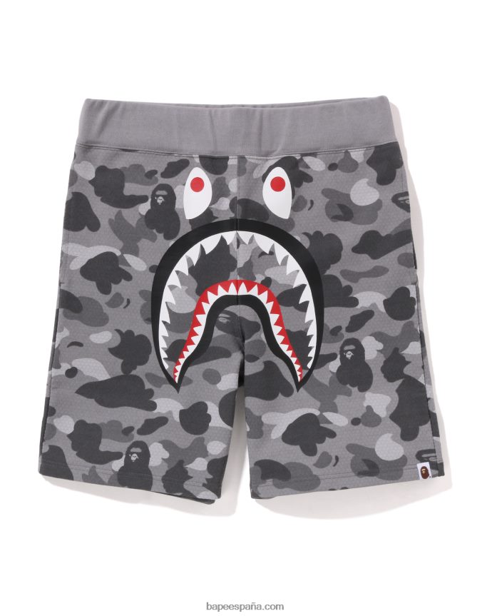 hombres A Bathing Ape shorts de chándal con estampado de tiburón 288PLL128 gris