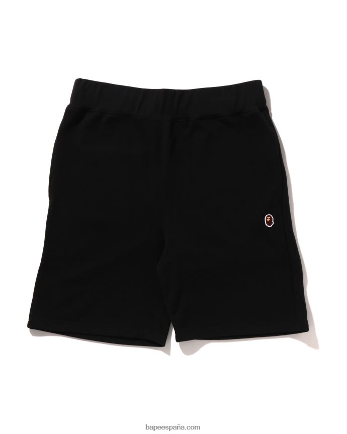 hombres A Bathing Ape shorts deportivos de un punto con cabeza 288PLL102 negro