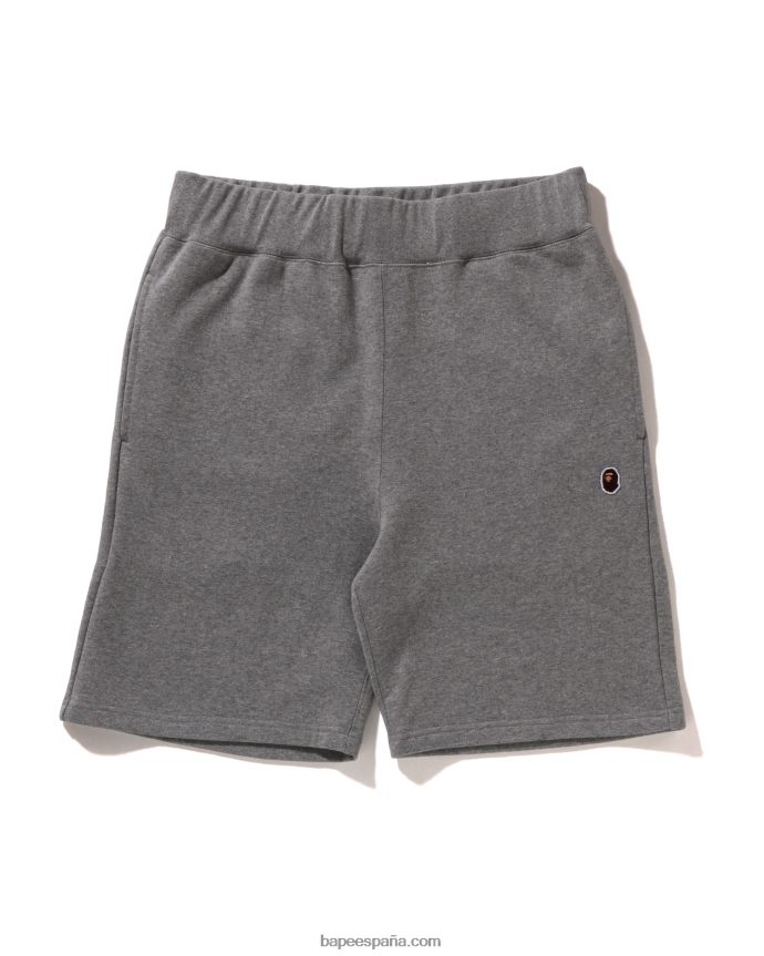 hombres A Bathing Ape shorts deportivos de un punto con cabeza 288PLL105 gris