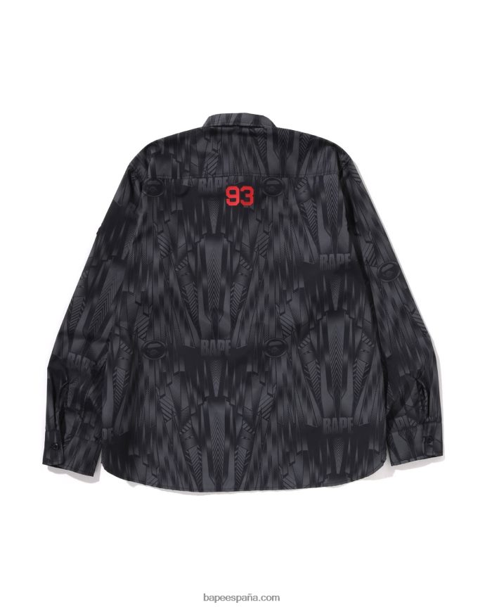 hombres A Bathing Ape camisa holgada Speed ​​Racer 288PLL313 negro