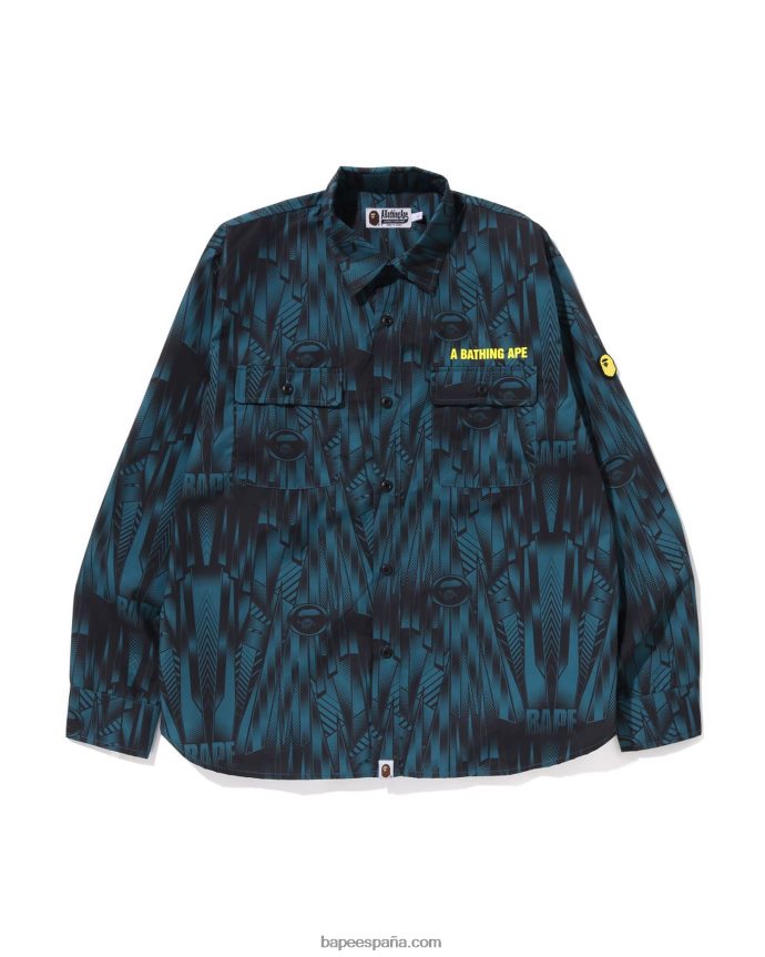 hombres A Bathing Ape camisa holgada Speed ​​Racer 288PLL314 azul