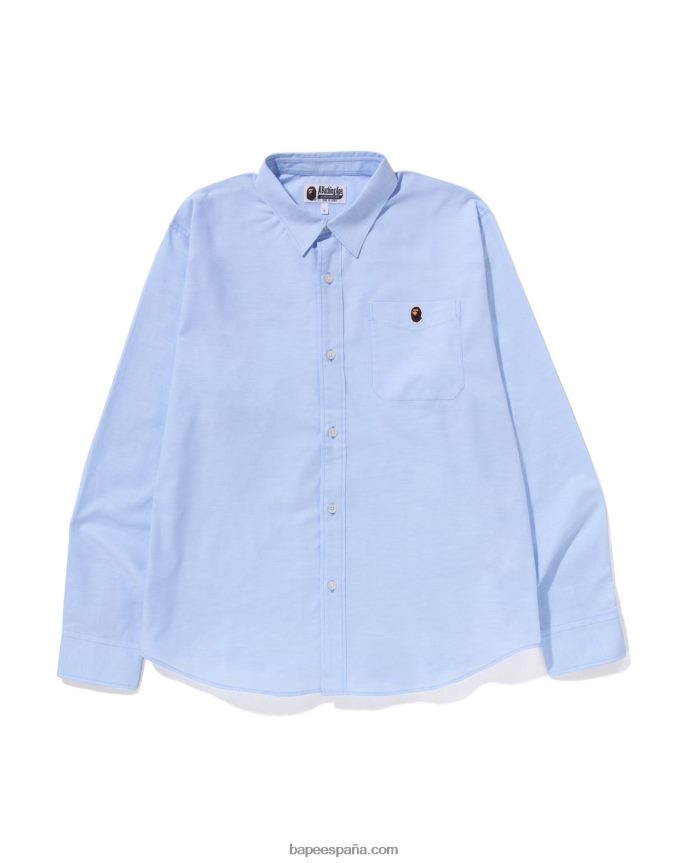 hombres A Bathing Ape camisa oxford de corte holgado 288PLL328 azul claro