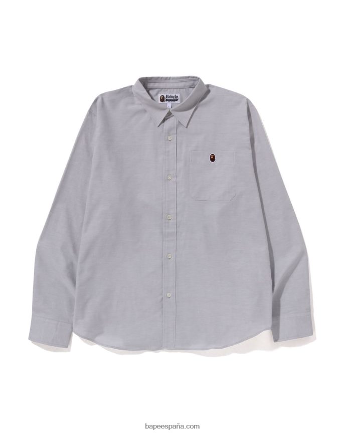 hombres A Bathing Ape camisa oxford de corte holgado 288PLL329 gris