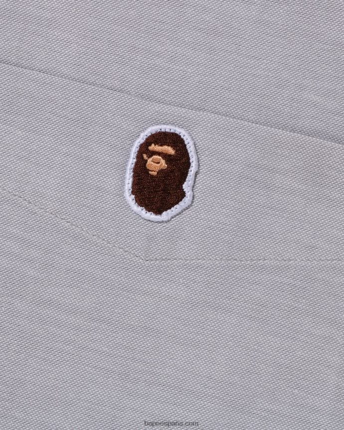 hombres A Bathing Ape camisa oxford de corte holgado 288PLL329 gris