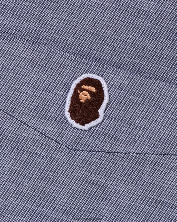 hombres A Bathing Ape camisa oxford de corte holgado 288PLL330 azul