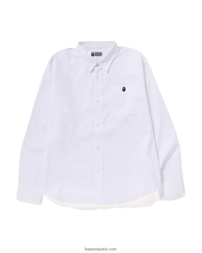 hombres A Bathing Ape camisa oxford de corte holgado 288PLL331 blanco