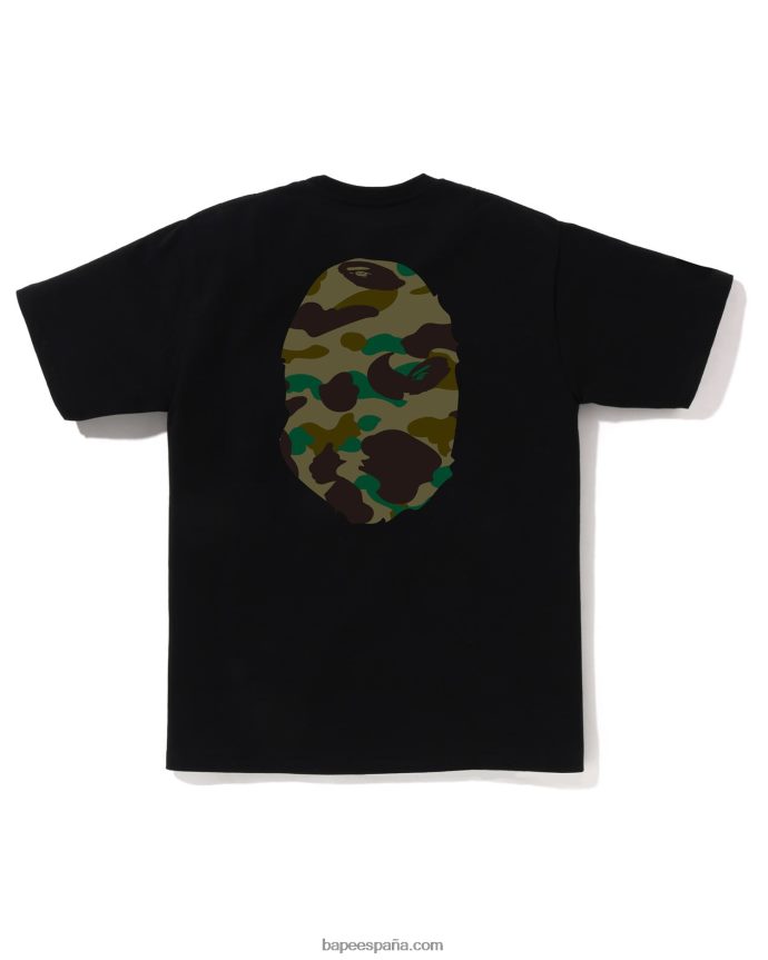 hombres A Bathing Ape 1ra camiseta de camuflaje con cabeza grande 288PLL1 negro