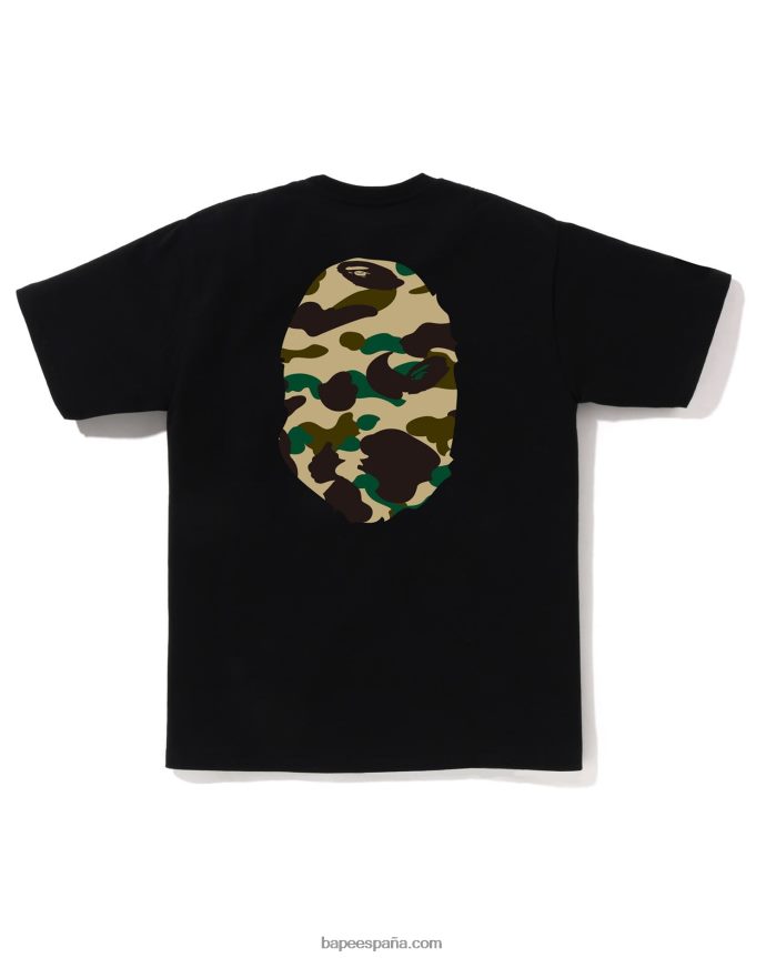 hombres A Bathing Ape 1ra camiseta de camuflaje con cabeza grande 288PLL2 negro