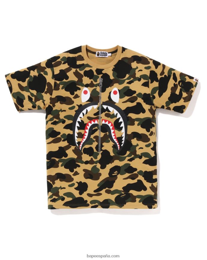 hombres A Bathing Ape Primera camiseta de camuflaje con tiburón 288PLL241 amarillo