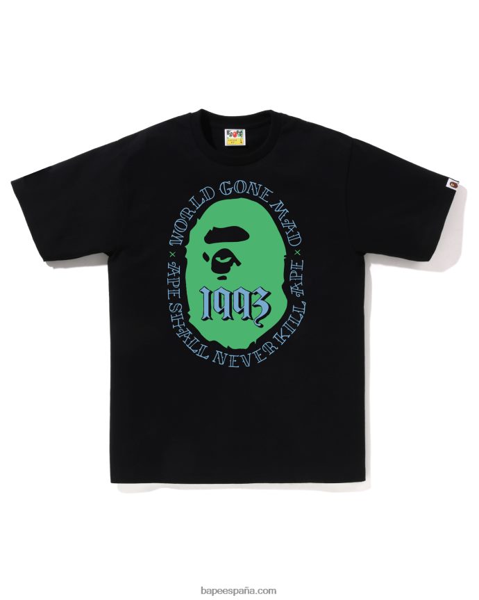 hombres A Bathing Ape cabeza 1993 camiseta 288PLL51 negro