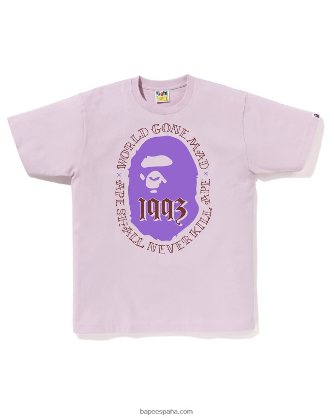 hombres A Bathing Ape cabeza 1993 camiseta 288PLL54 lila pastel