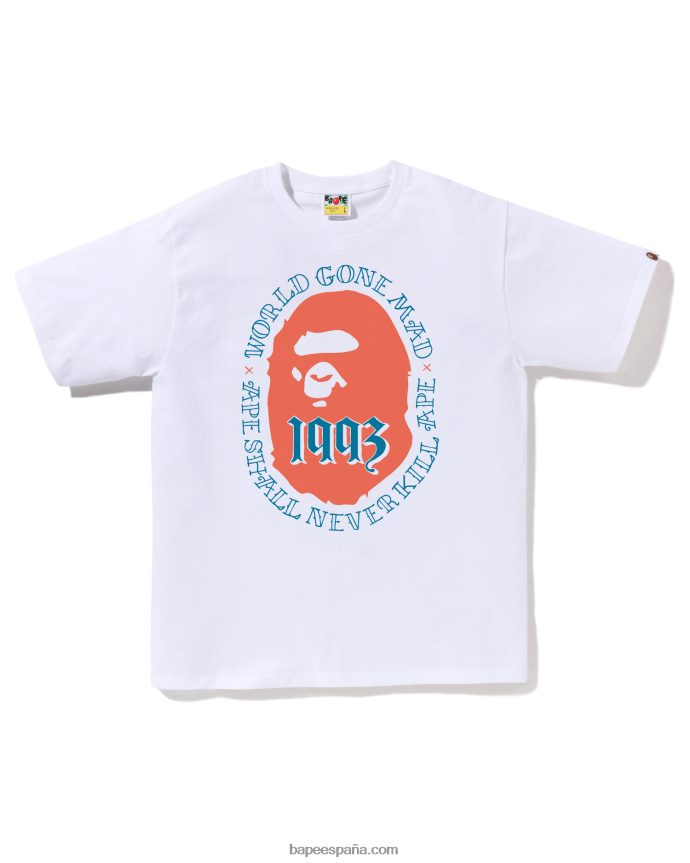 hombres A Bathing Ape cabeza 1993 camiseta 288PLL55 blanco