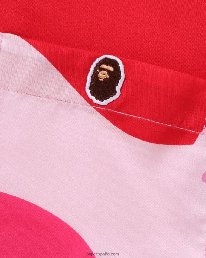hombres A Bathing Ape camisa abc camuflada con cuello abierto 288PLL122 rosa