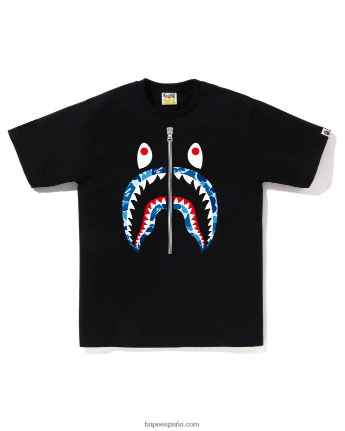 hombres A Bathing Ape camiseta abc camuflaje tiburón 288PLL90 negro