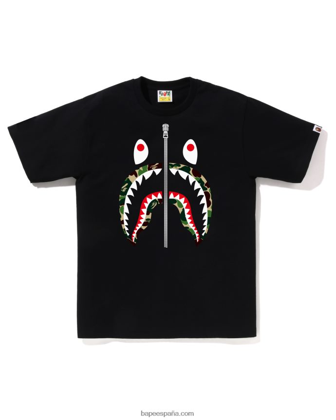hombres A Bathing Ape camiseta abc camuflaje tiburón 288PLL91 negro