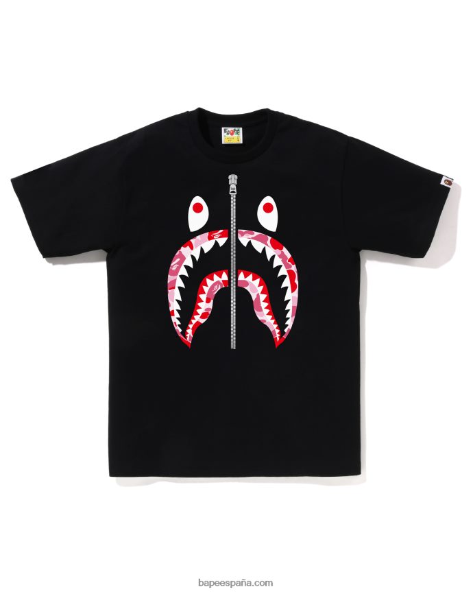 hombres A Bathing Ape camiseta abc camuflaje tiburón 288PLL92 negro