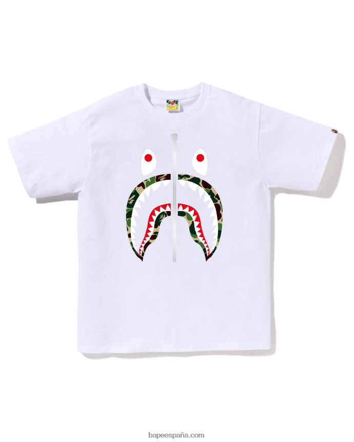 hombres A Bathing Ape camiseta abc camuflaje tiburón 288PLL94 blanco