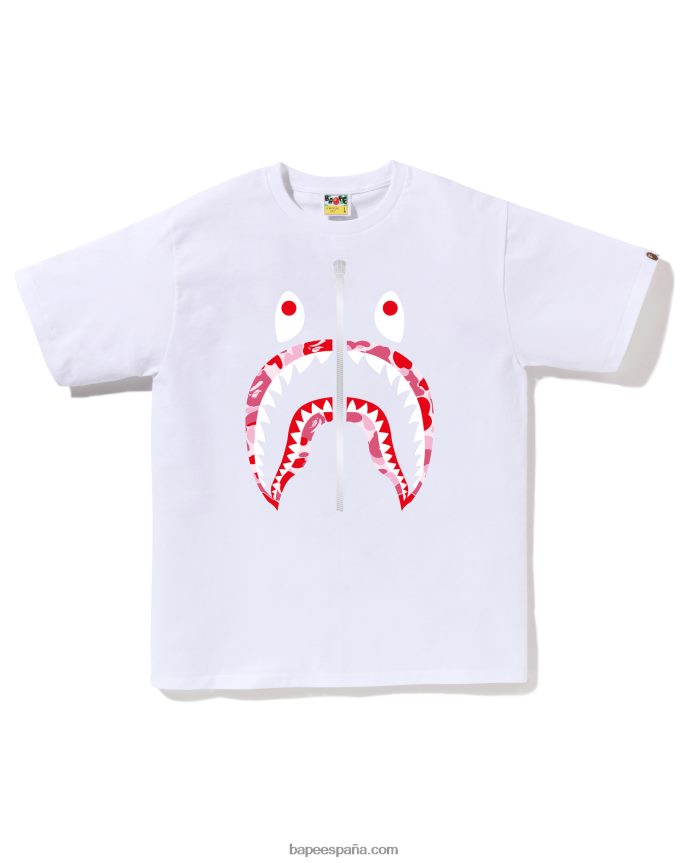 hombres A Bathing Ape camiseta abc camuflaje tiburón 288PLL95 blanco