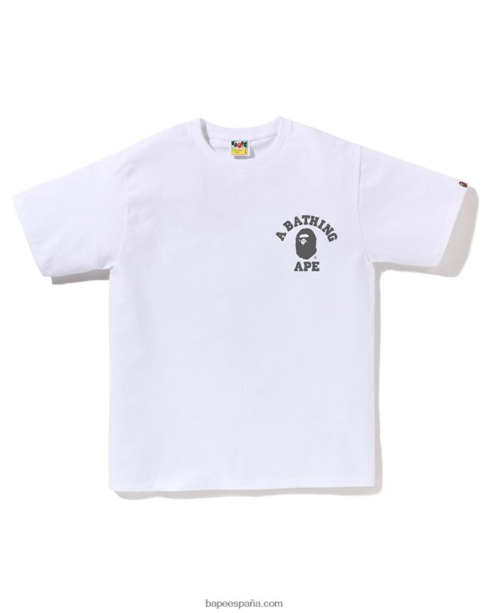hombres A Bathing Ape camiseta ats de la universidad del corredor de la velocidad 288PLL258 blanco