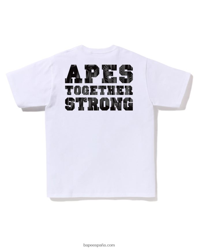 hombres A Bathing Ape camiseta ats de la universidad del corredor de la velocidad 288PLL258 blanco
