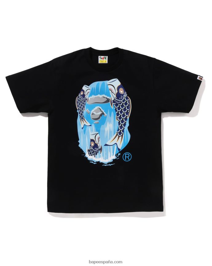 hombres A Bathing Ape camiseta con cabeza de cascada koinobori 288PLL111 negro